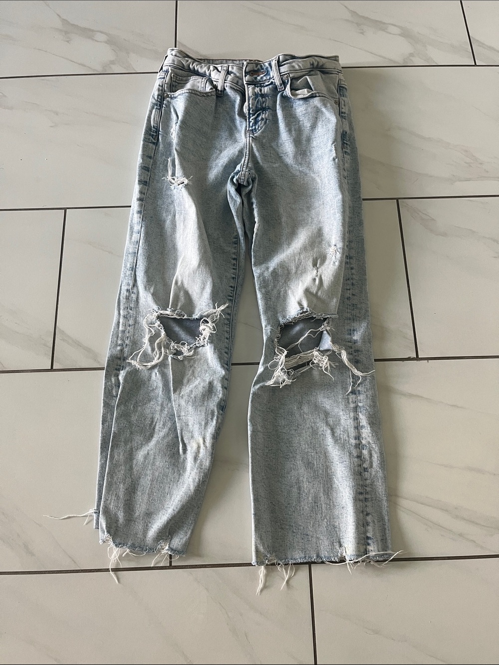 Express Light Blue Distressed Boyfriend Jeans